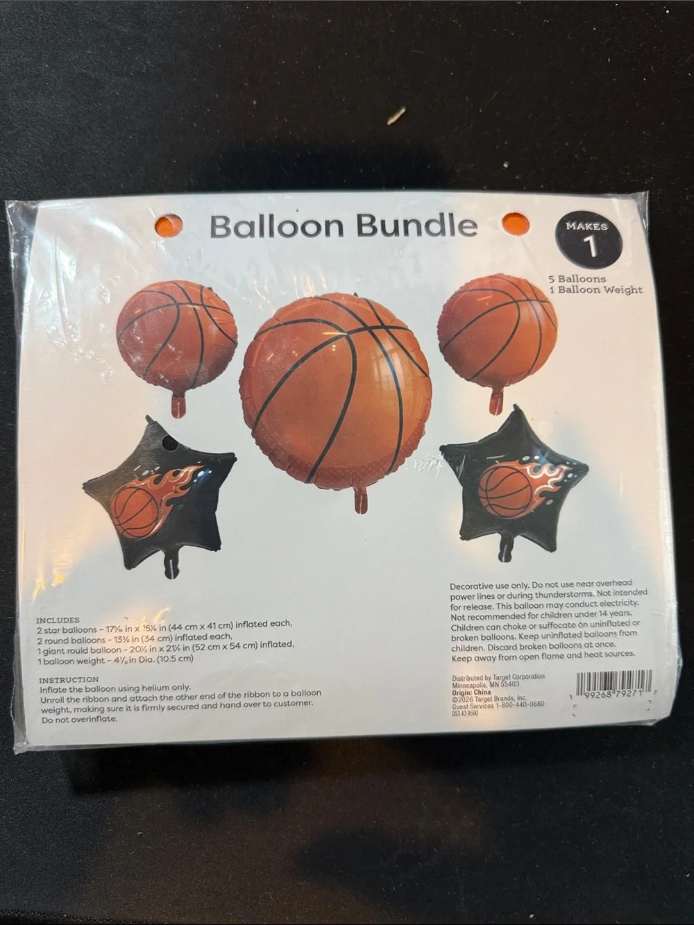 Spritz 5 Basketball Foil Balloon Bundle - Orange & Black